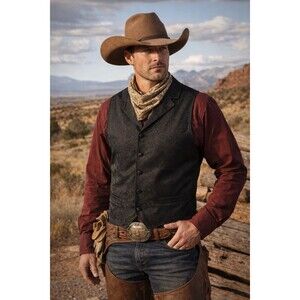 Scully Classic Black Paisley Jacquard Waistcoat Vest Size L